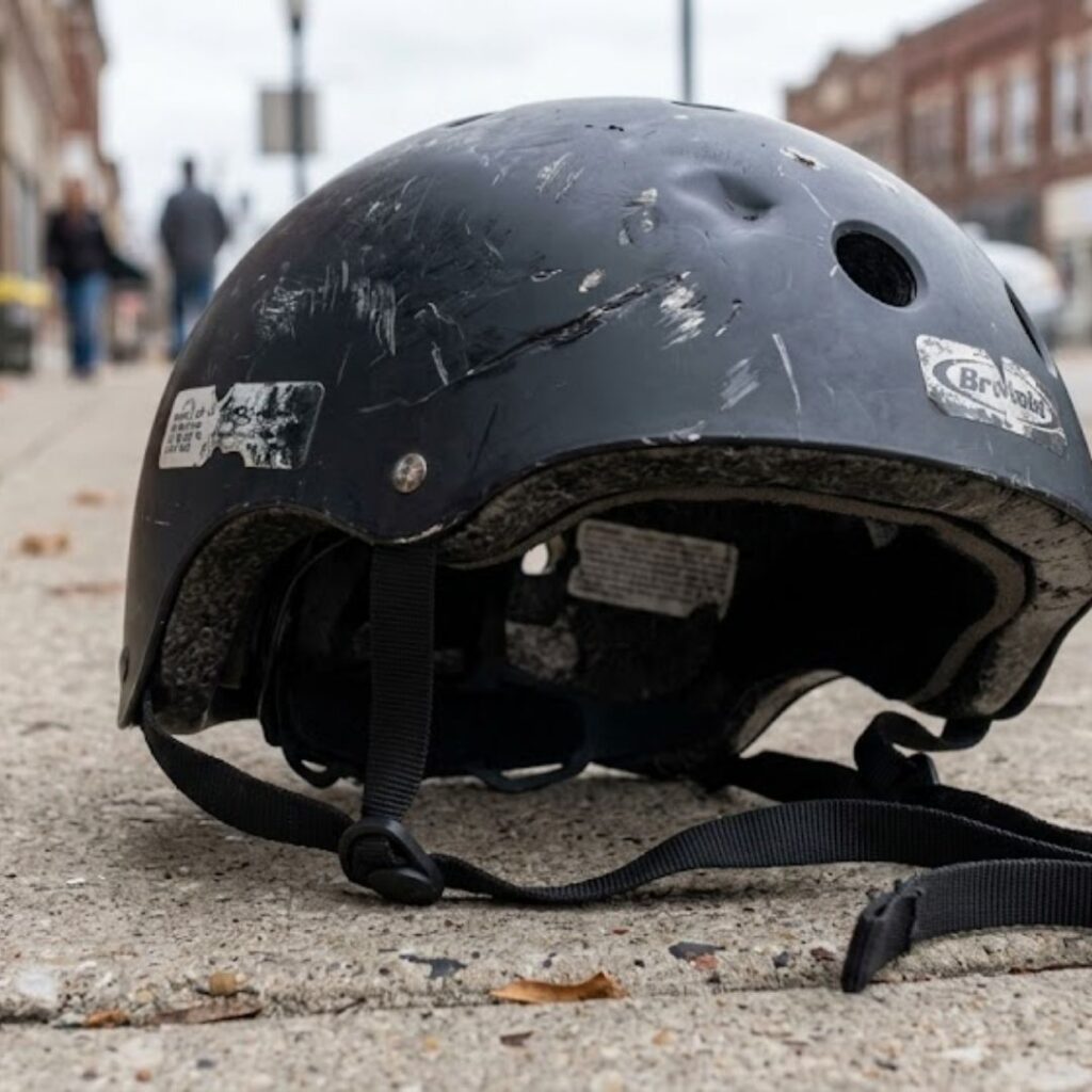 helmet with damage