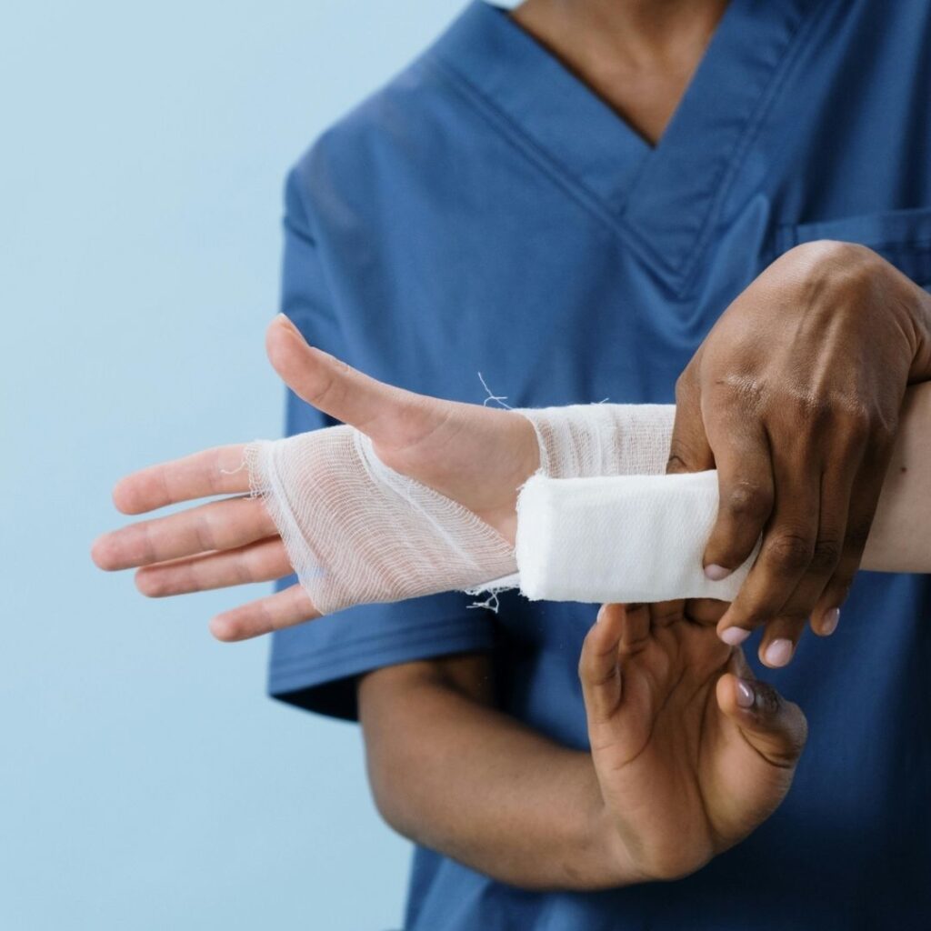 bandaging dog bite hand