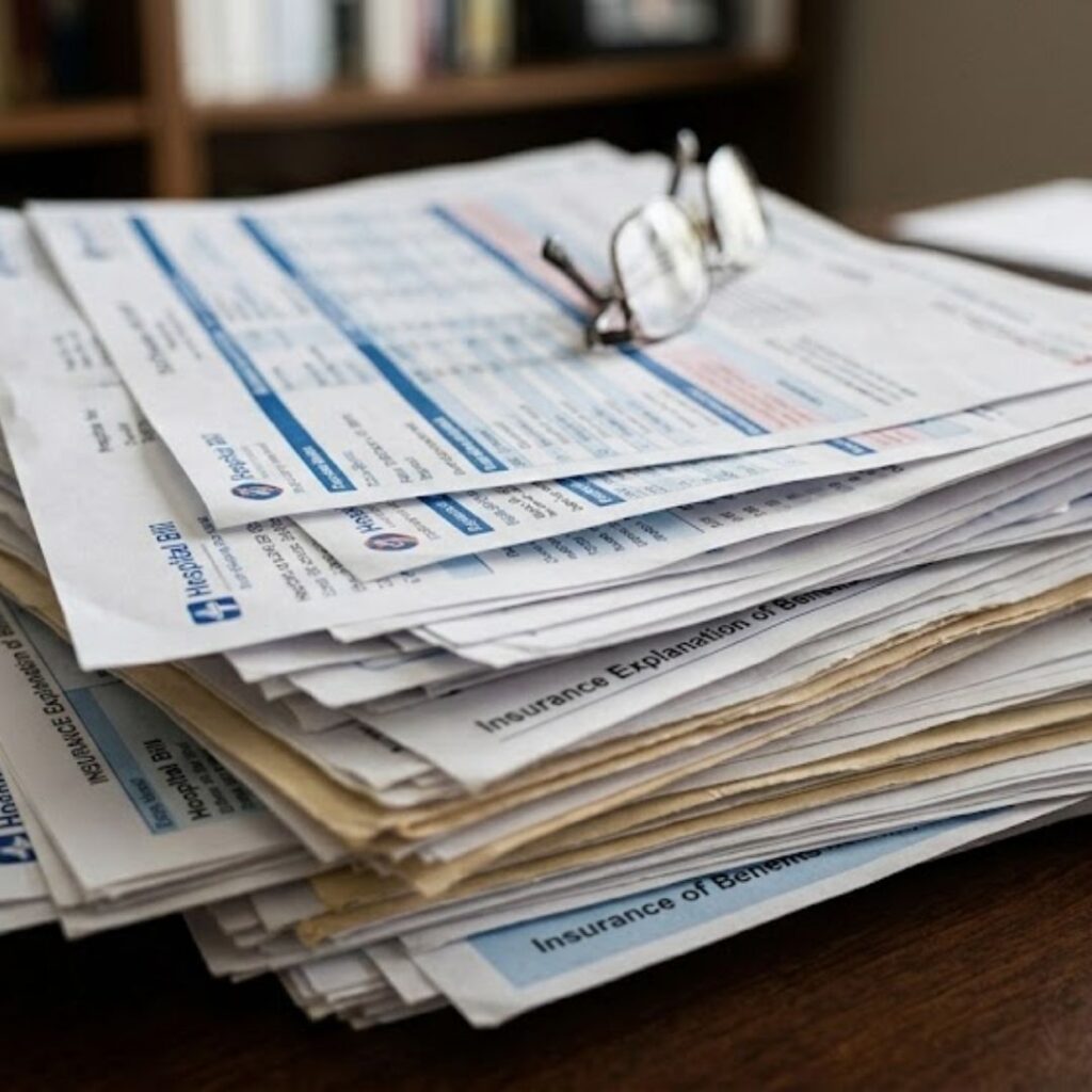stack of medical bills