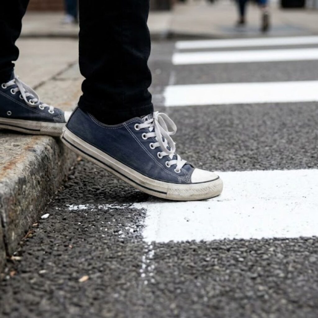 stepping into crosswalk