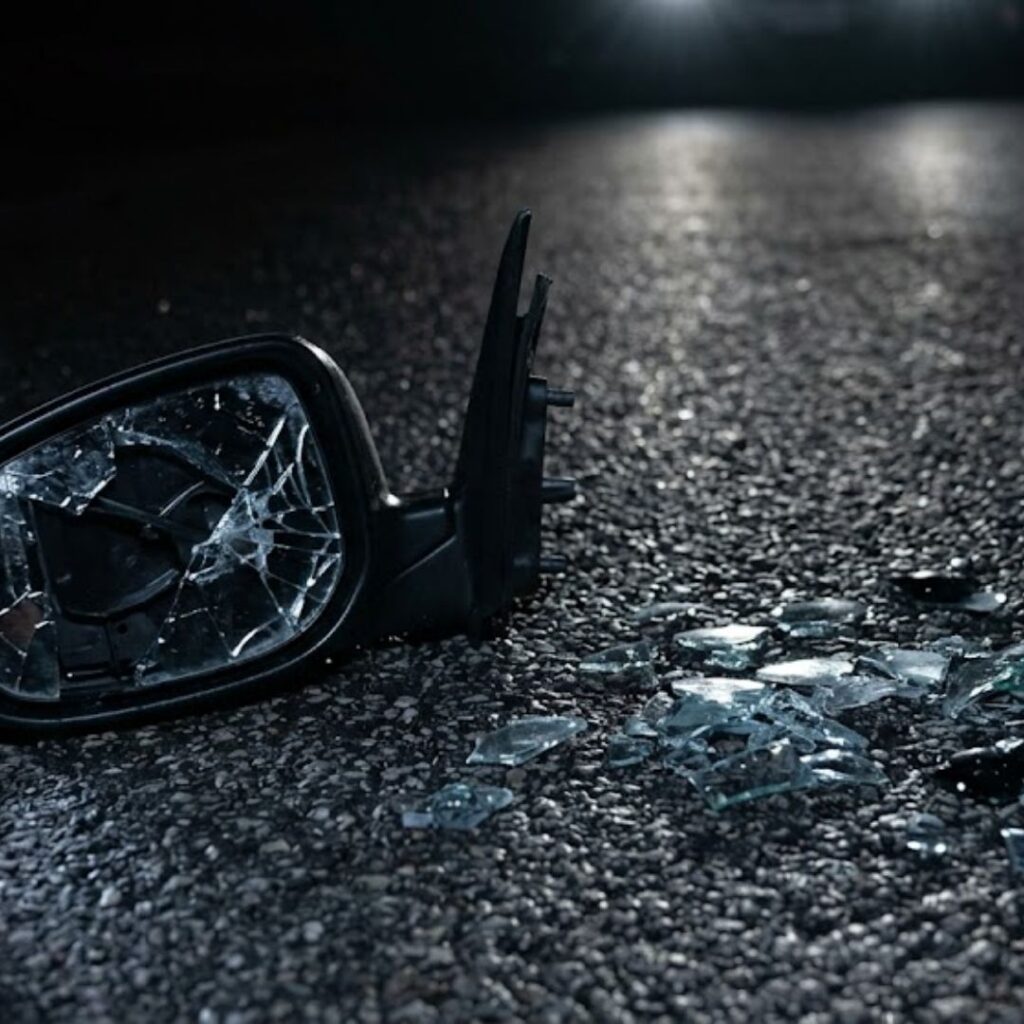broken side mirror