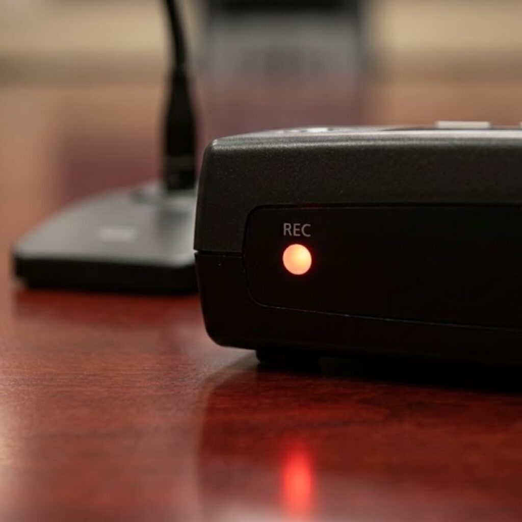 recording device with light on