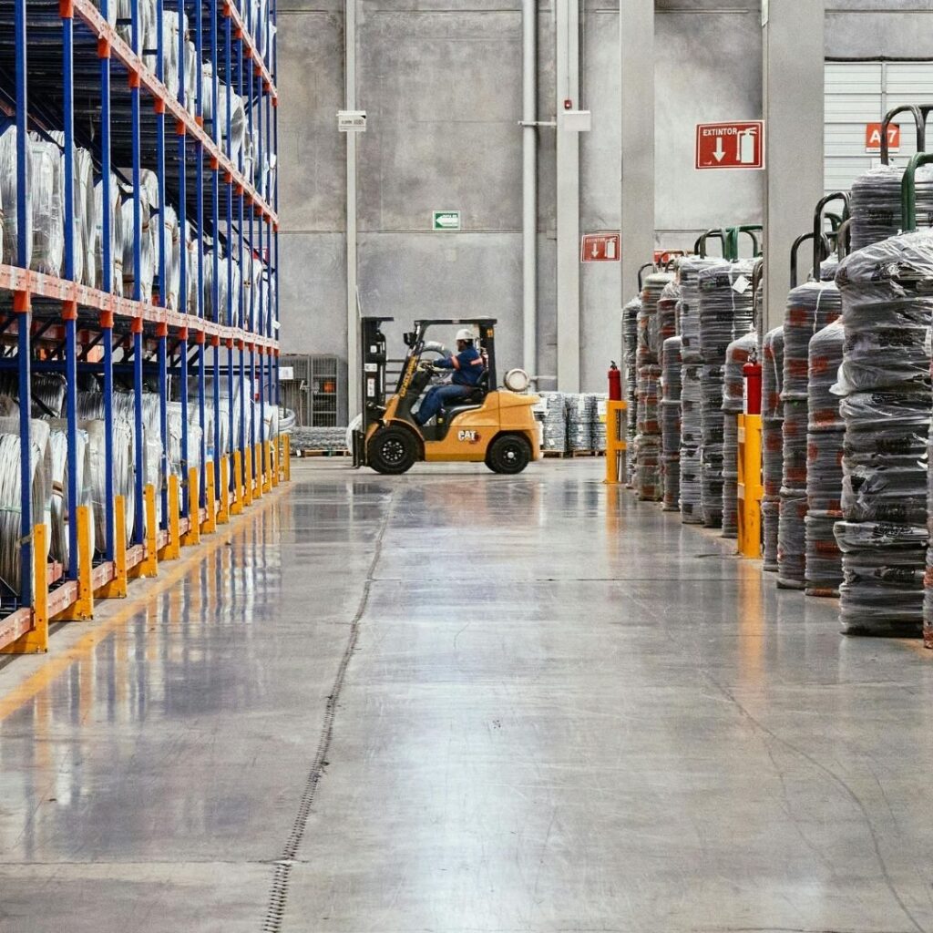 forklift in warehouse