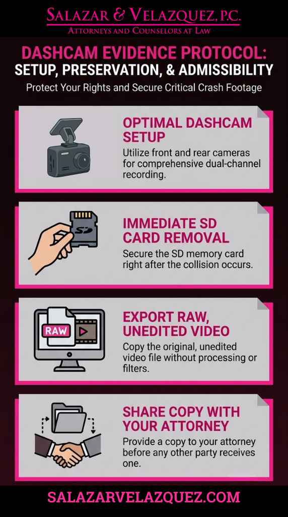 DASHCAM EVIDENCE PROTOCOL: SETUP, PRESERVATION, & ADMISSIBILITY