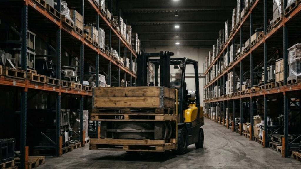 forklift moving pallets