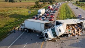 two semis crashed