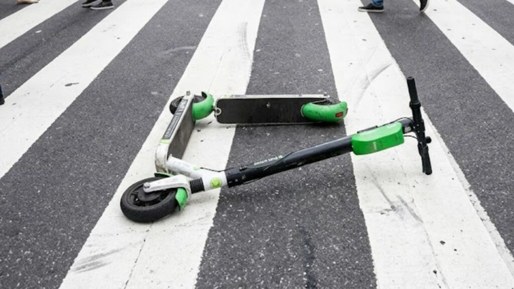 e scooter in crosswalk